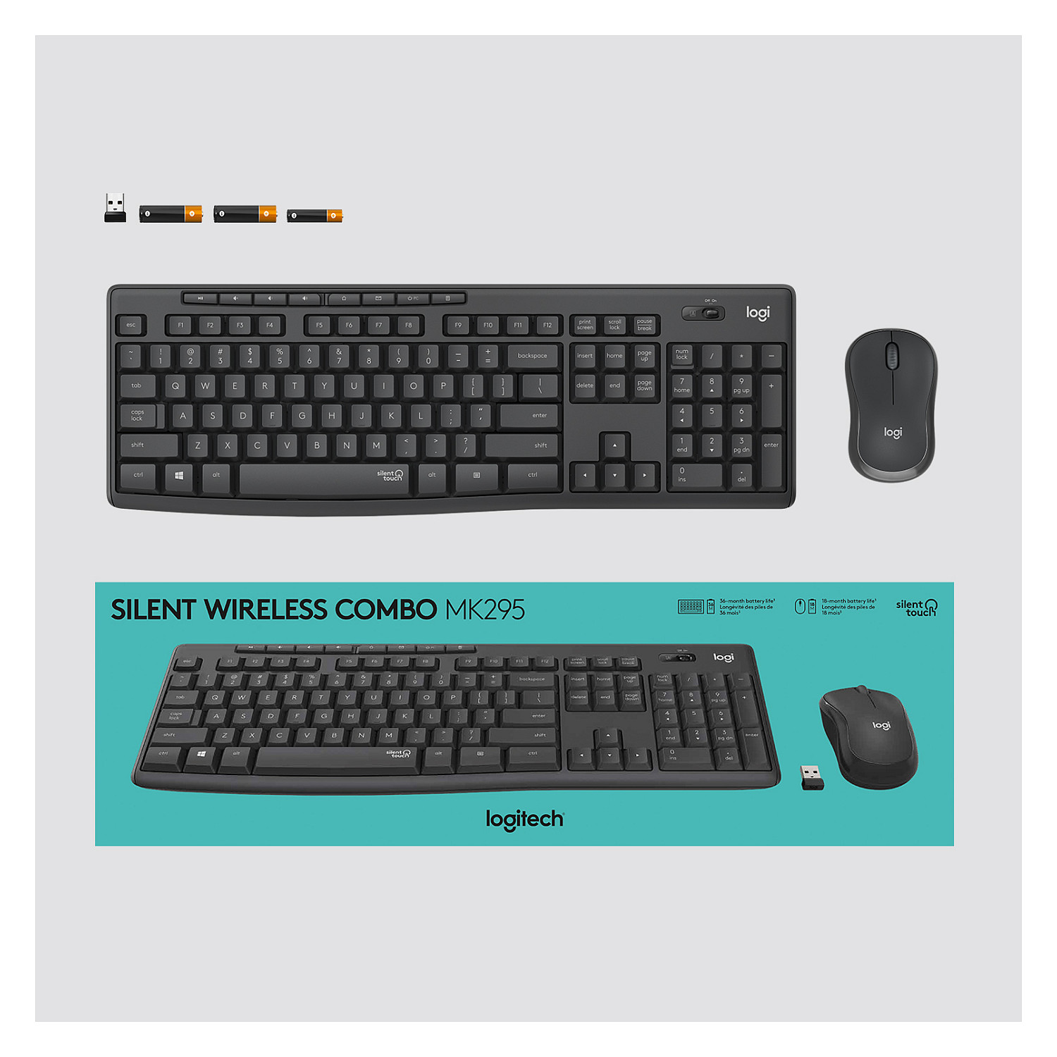 Set Tastierë dhe Maus Logitech MK295 Silent wireless Combo Graphite QWERTY US - 9
