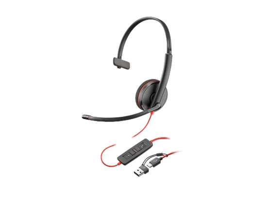 Kufje me kabllo HP Poly Blackwire 3210 Mono / USB‑C + USB‑A Adapter - Zezë - 2