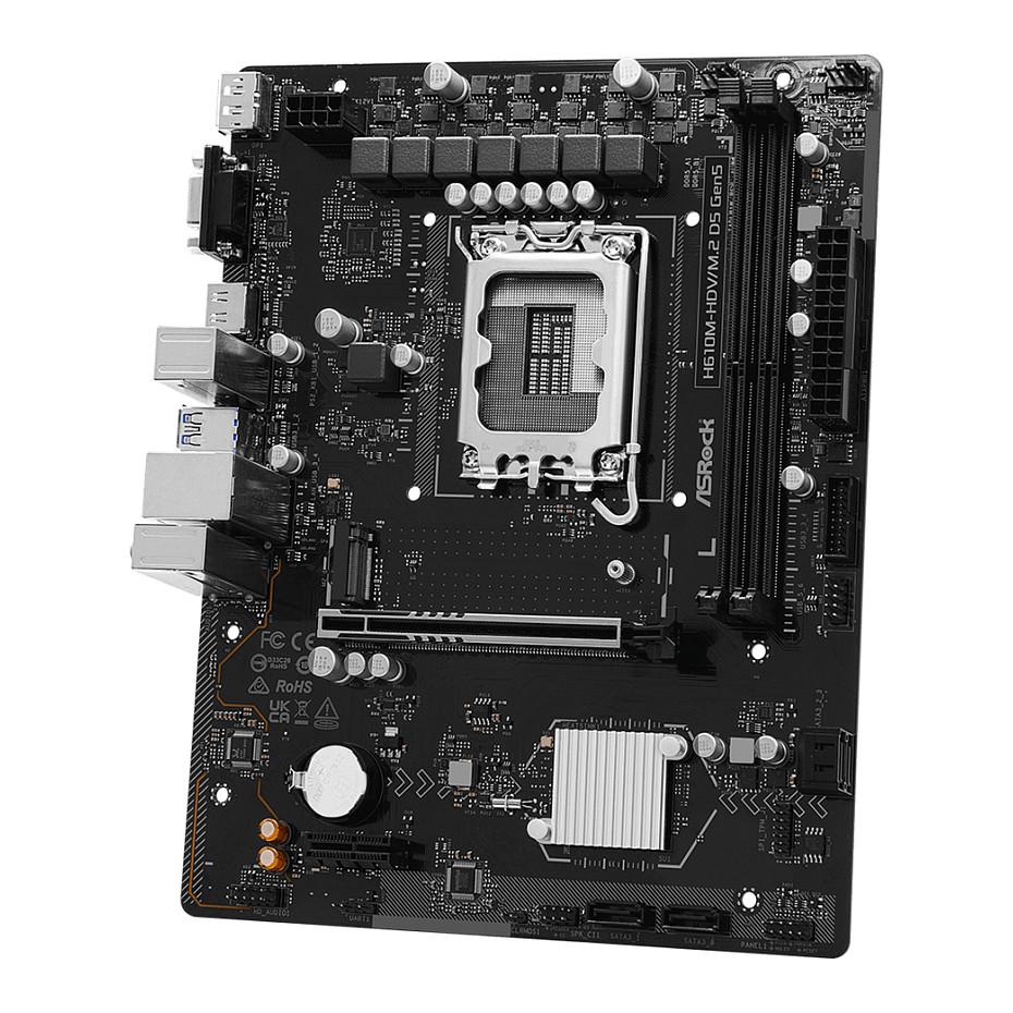 Pllakë Amë MB Intel ASRock H610M-HDV/M.2 D5 Gen5, LGA1700, H610, Micro ATX, DDR5, PCIe 5.0 - 4