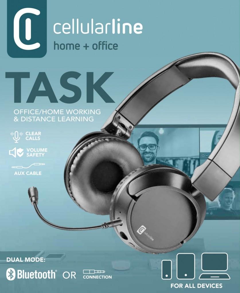 Kufje pa kabllo Cellularline TASK / Bluetooth / On-Ear / Mikrofon / Wired 3.5mm AUX / 85dB - Zezë - 6