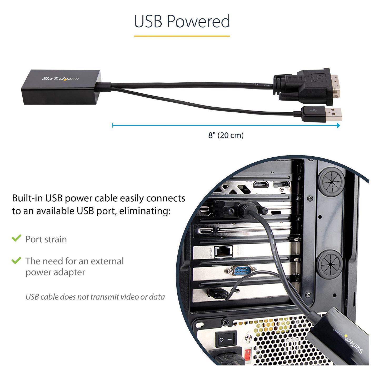 Kabllo DisplayPort StarTech.com DVI2DP2 / DVI-D në DisplayPort / 1920×1200 60Hz - Zezë - 12