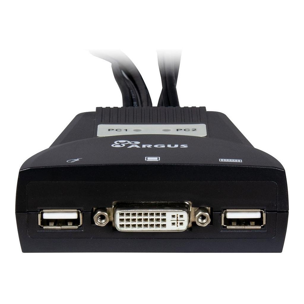 KVM Switch Inter-Tech KVM-LS-21DA, 2 porta, DVI, USB, Audio 3.5mm, Full HD 1080p - Zezë - 2