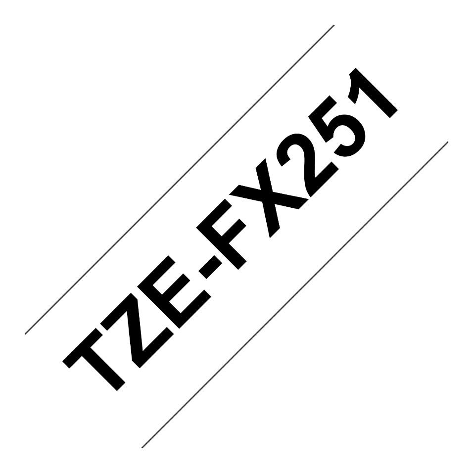 Shirit për Printer Brother TZe-FX251 / 24 mm × 8 m - Zezë mbi Bardhë - 1
