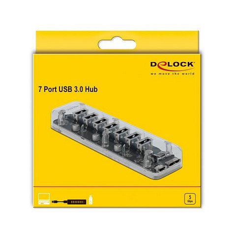 HUB DeLOCK USB 3.0 / 7×Ports - Transparente - 3