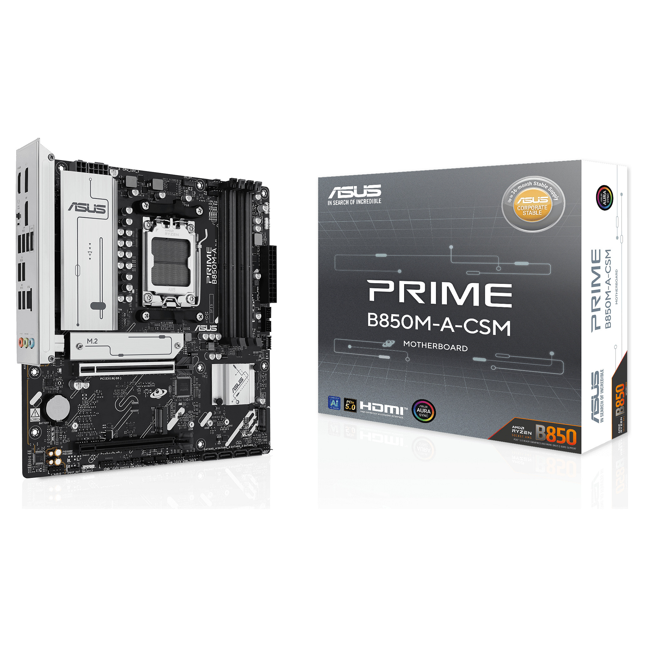 Pllakë Amë MB AMD ASUS PRIME B850M-A-CSM / AM5 / DDR5 / HDMI+DP - 1