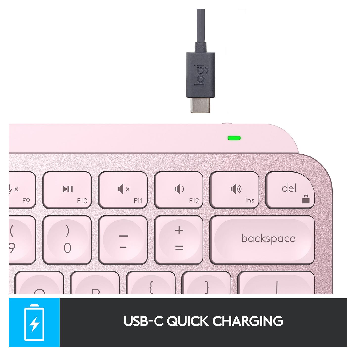 Tastierë pa kabllo Logitech MX Keys Mini / Dual Mode / Slim / Scissor / QWERTY US / 1130 mAh- Rozë - 5