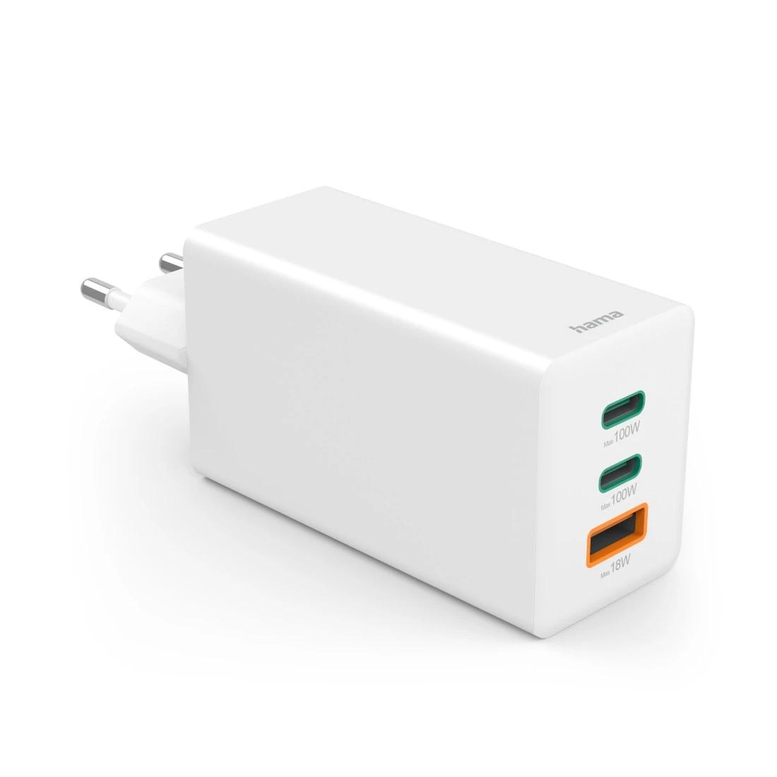 Adapter Rryme Hama 00201997 / USB-C / USB-A / 100W / GaN / Power Delivery - Bardhë - 2