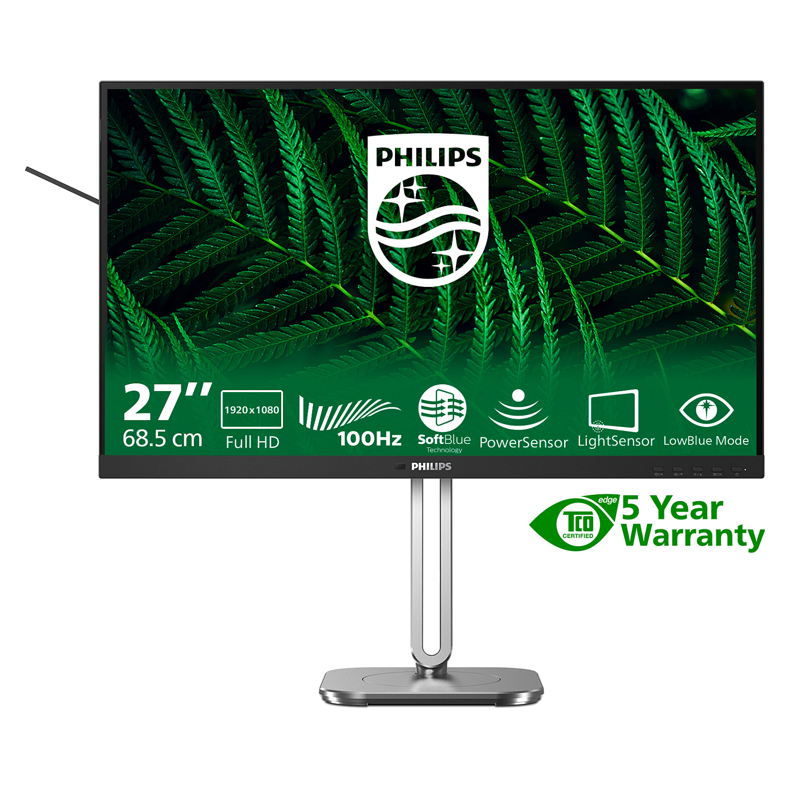 Monitor për punë Philips 27B2G5200 / 27" / Full HD LCD IPS / 100 Hz / 4 ms / USB + HDMI + DP / Zezë Gri - 3