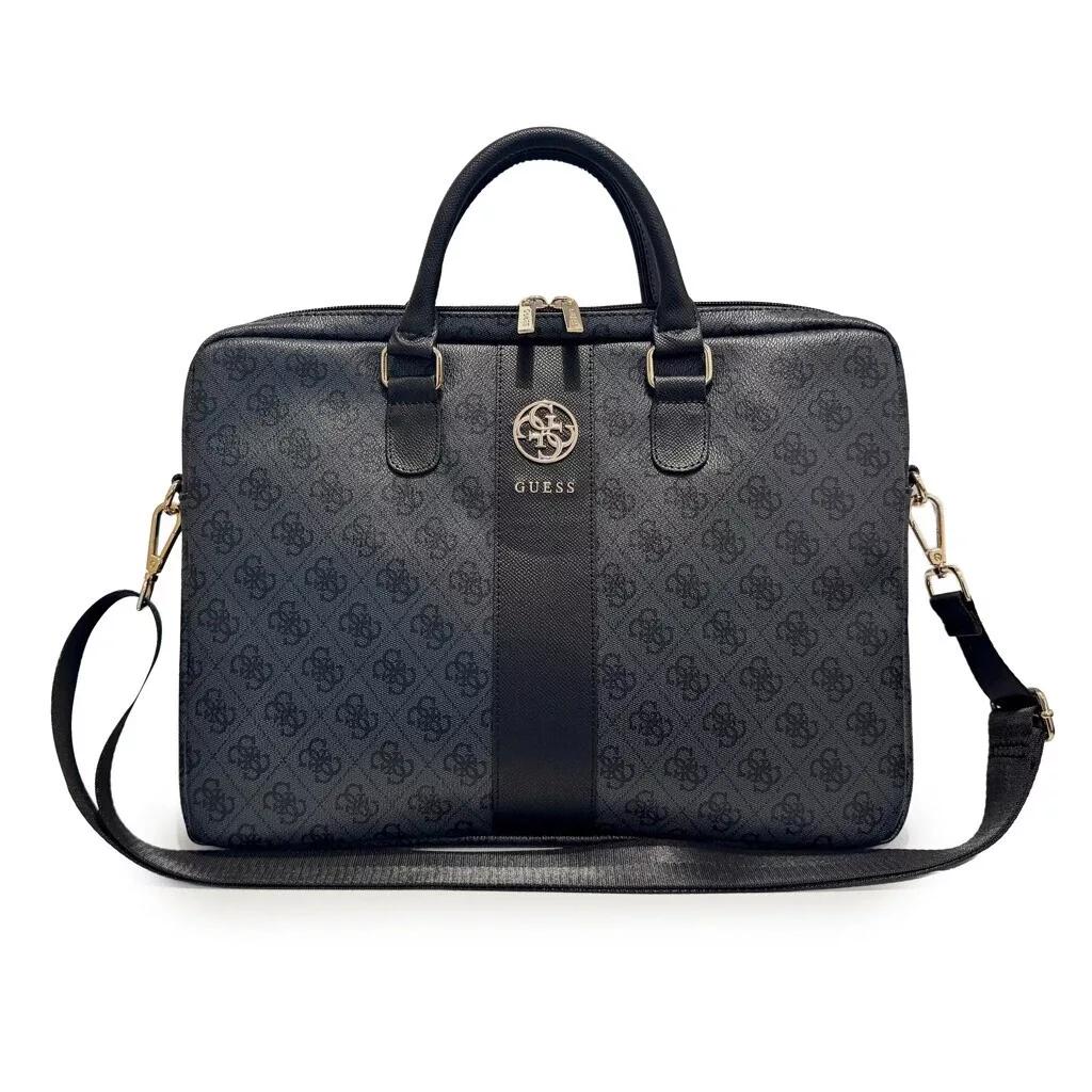 Çantë për Laptop GUESS PU 4G Stripe Metal Logo, 14" - Zezë
