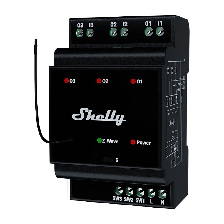 Smart Relay Home Automation Device – Shelly "Wave" DIN Pro 3-Relay 3x16A Z-Wave - 2