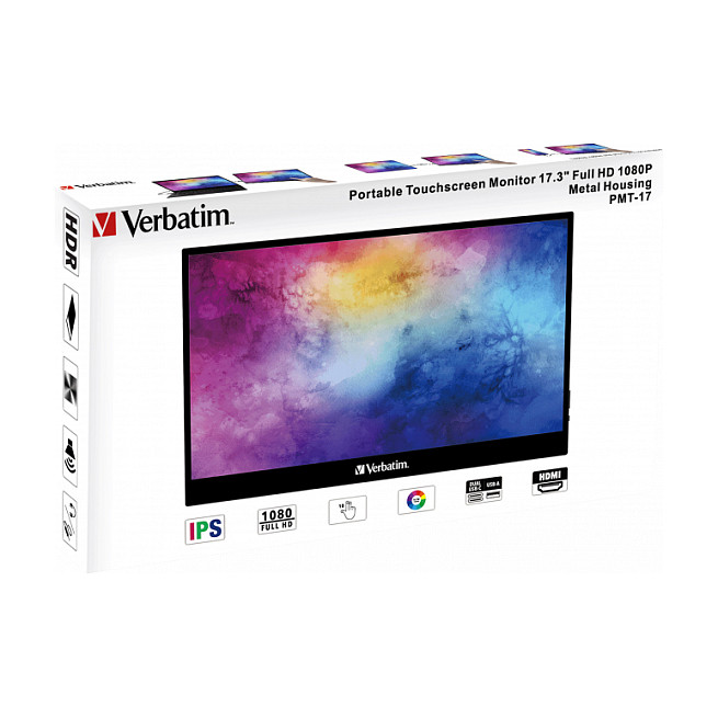 Monitor Verbatim PMT-17 / 17.3″ / Full HD TFT/IPS LCD Touch / 60Hz / 6ms / USB-C + HDMI - Zezë - 5