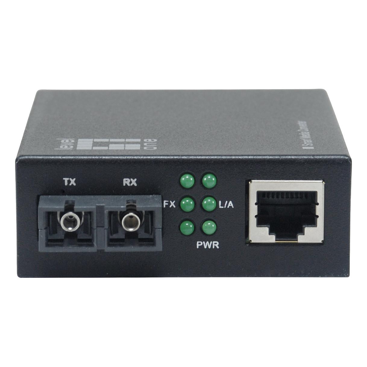 Konvertues Medias LevelOne GVM-2002, Gigabit Ethernet në Fibër Optike SC, Single-Mode, 20 km - Zezë