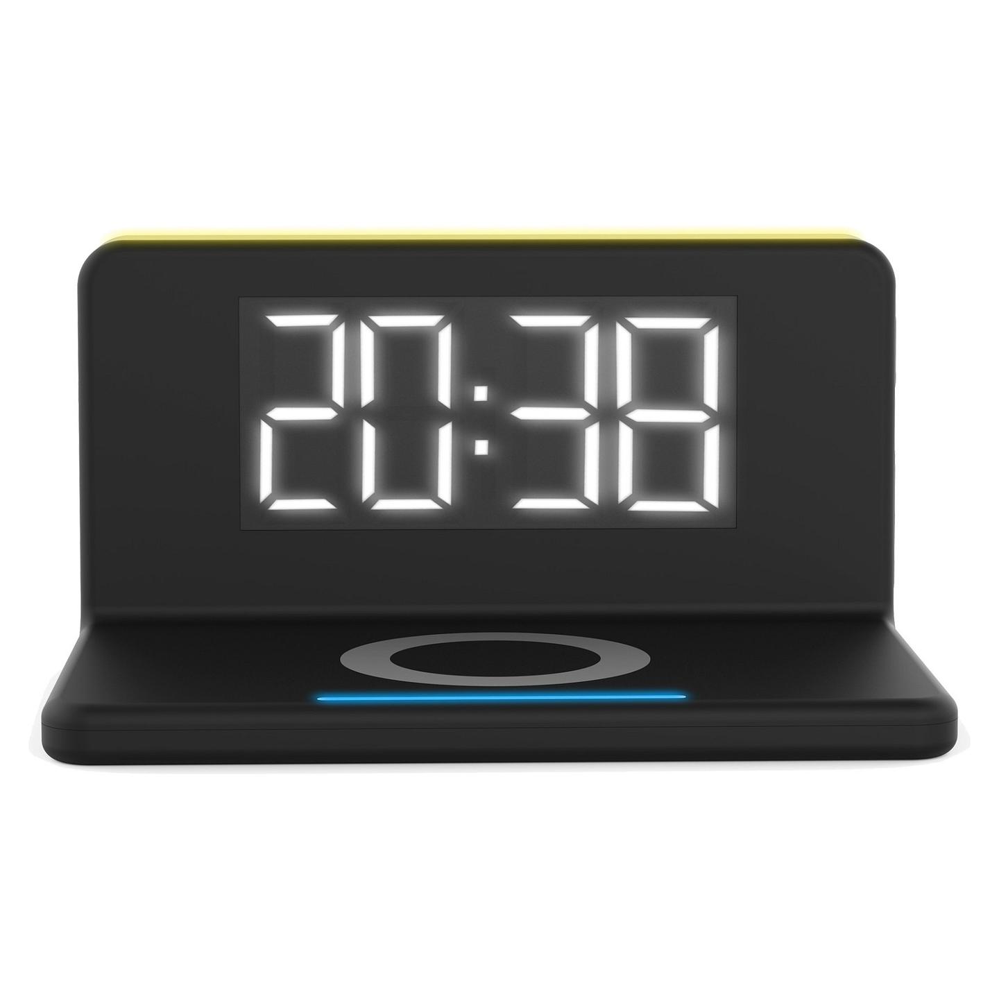 Orë alarmi TerraTec ChargeAir clock! / Karikim pa tela Qi 10W / USB – Zezë/Verdhë
