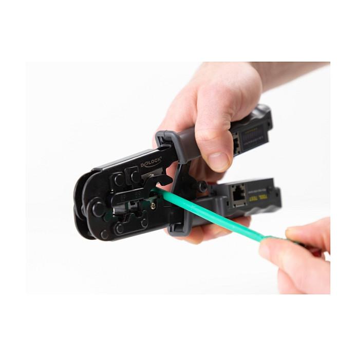Pincë për Montimin e Konektorëve DeLOCK 90510, RJ-45, RJ-12, RJ-11, RJ-10, me Testues Rrjeti - Gri, Zezë - 6