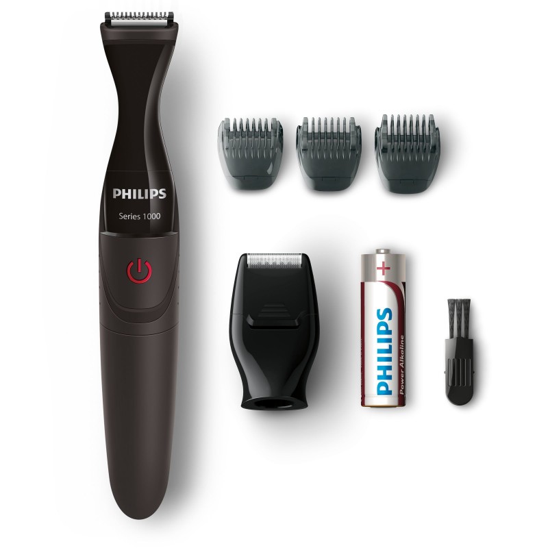 Trimer për mjekër Philips Multigroom Series 1000 MG1100/16 / DualCut / 4 Pozicione / 1-5 mm / IPX7 – Zezë/Kafe/Bardhë