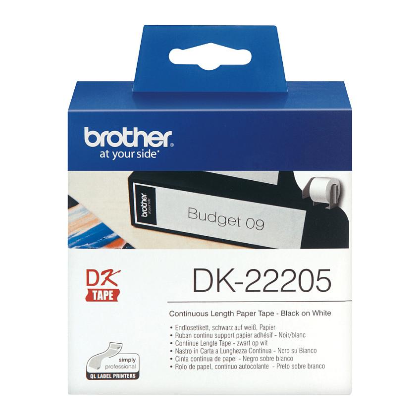 Shirit Etiketimi Brother DK-22205, 62 mm × 30,48 m, Letër e Vazhdueshme - Bardhë - 2