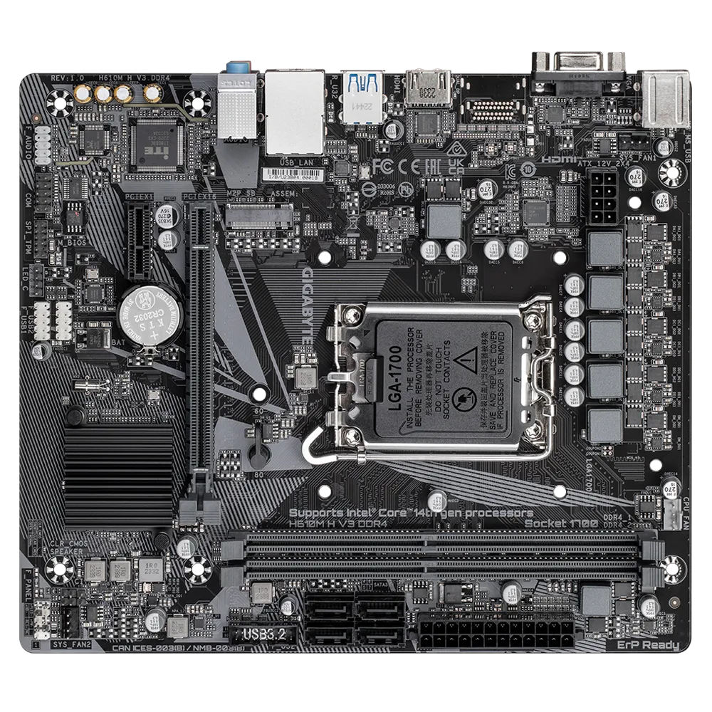 Pllakë amë Gigabyte H610M H / DDR4 / V3 / Supports Intel Core / 14th/ 13th /12th processors / 4+1+1 Hybrid Digital VRM Design / NVMe PCIe 3.0 x4 M.2 / E zezë - 4