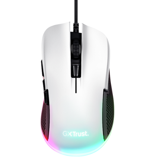Maus Gaming Trust GXT 922W Ybar / Full RGB / 7200 DPI / 6 butona të programueshëm / Optical Trust Sensor / Kabllo 2.1m - Bardhë - 1