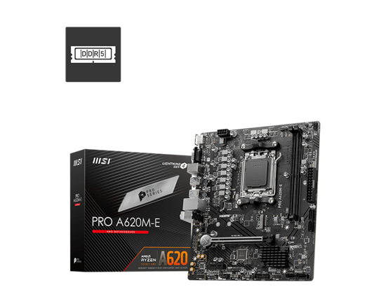 Pllakë Amë MSI PRO A620M-E / AM5 / A620 / DDR5 / mATX / HDMI / VGA / Gigabit LAN - 2