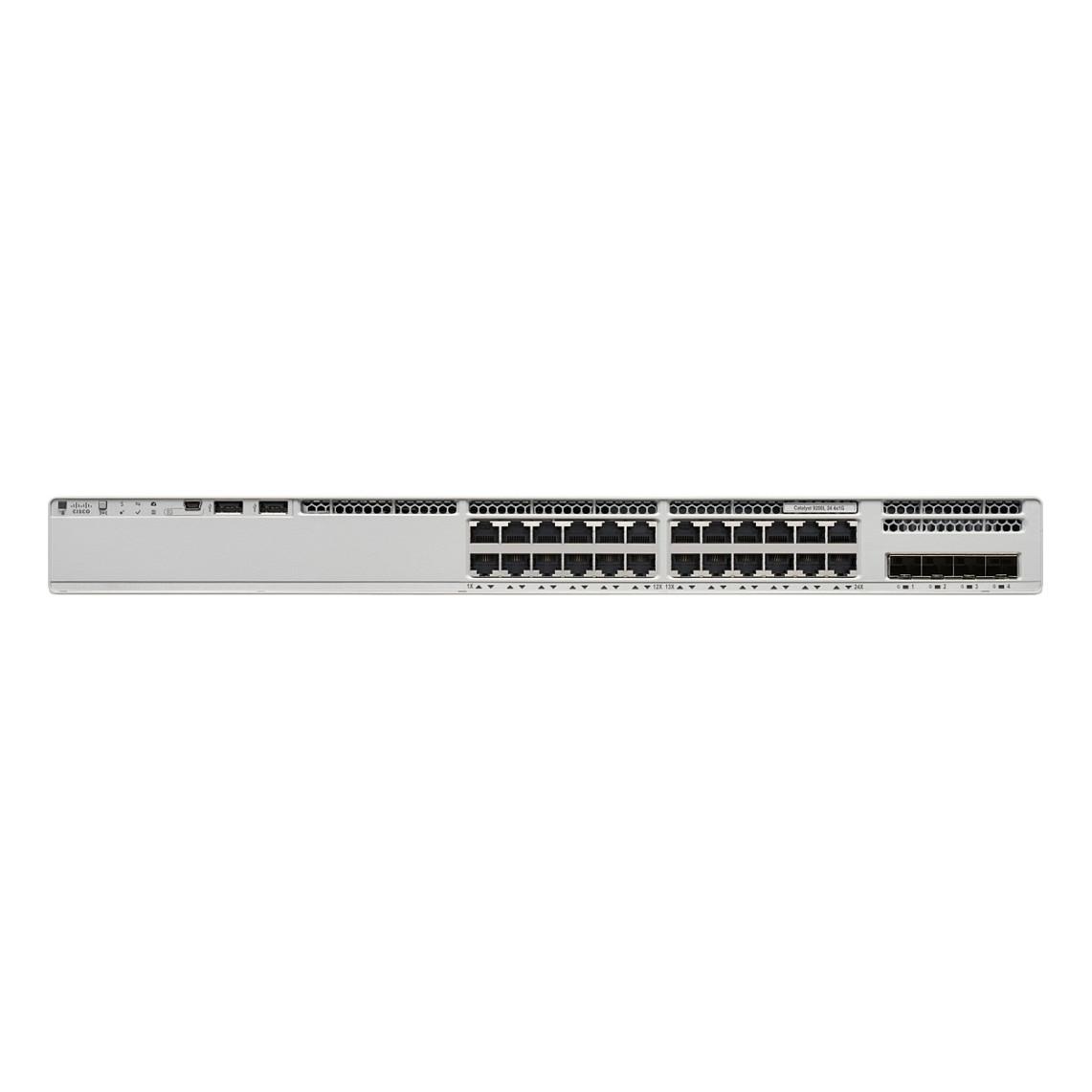Switch Cisco C9200L-24P-4X-A, 24x Gigabit PoE+, 4x 10G SFP+, PoE 370W, 128Gbps, Layer 3, Network Advantage - Hiri
