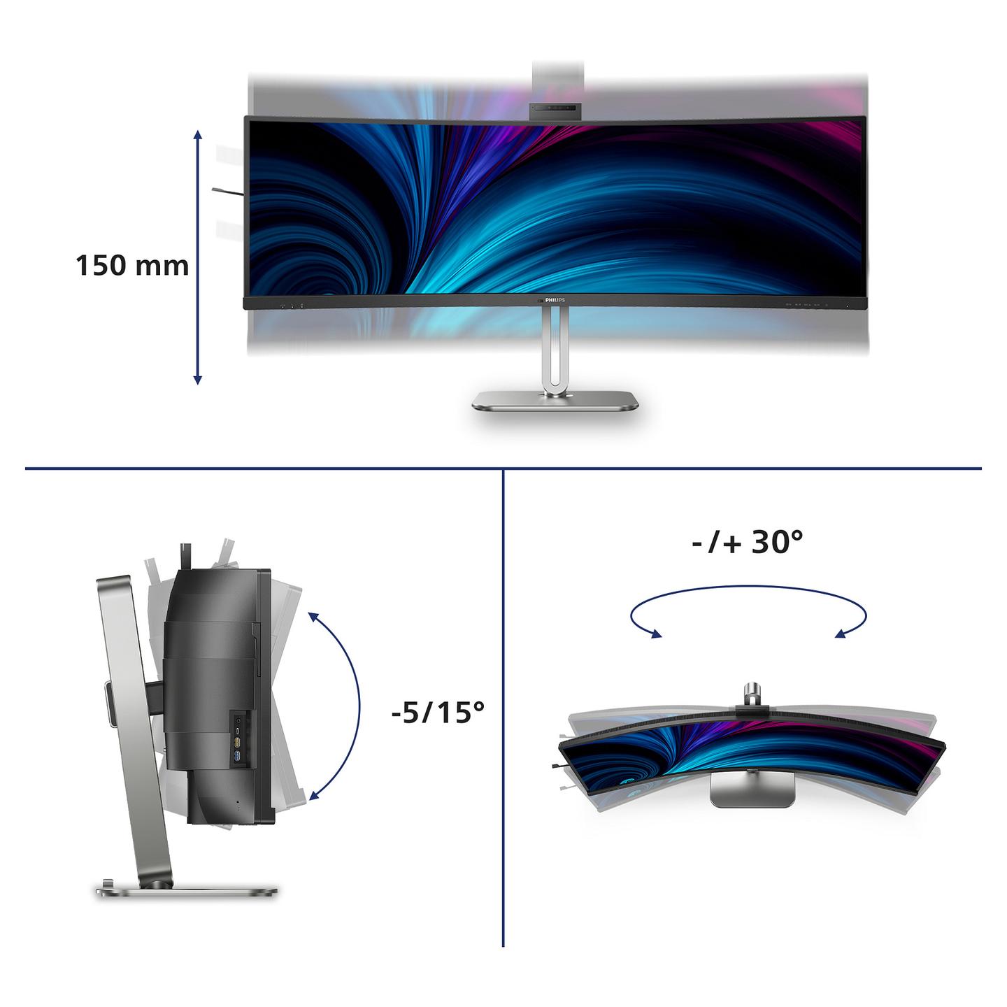 Monitor Philips 5000 Series 49B2U5900CH/00 / 48.8" / Dual QHD VA Curved / 75Hz / 4ms / USB-C+HDMI+DP - Zezë - 4