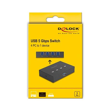 Ndërprerës USB DeLOCK 11509, 4x USB-B në 1x USB-A, 5 Gbps - Zezë - 3