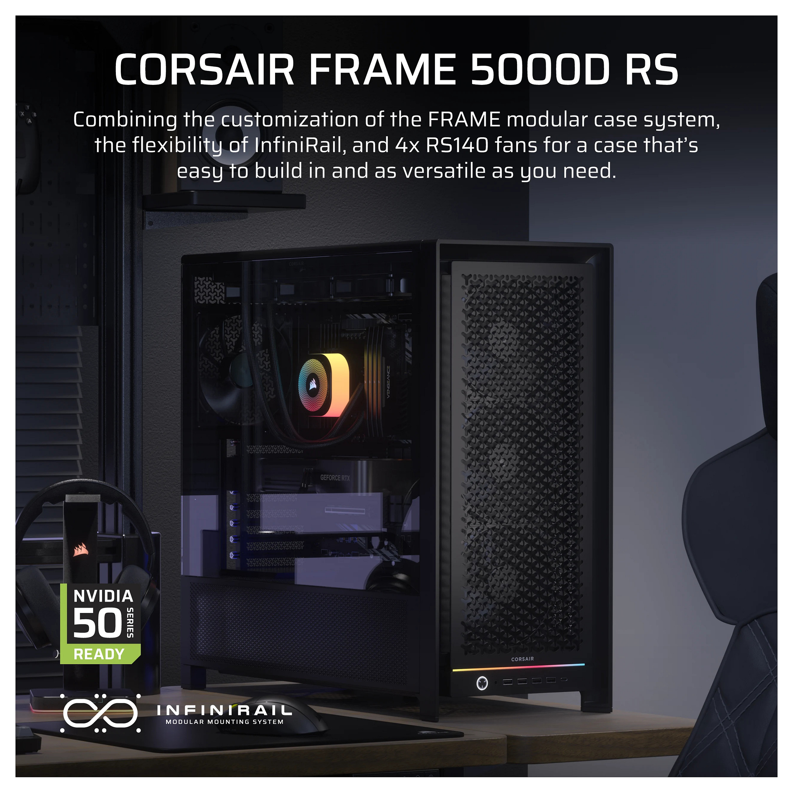 Kasë CORSAIR Midi FRAME 5000D Airflow - Zezë - 3