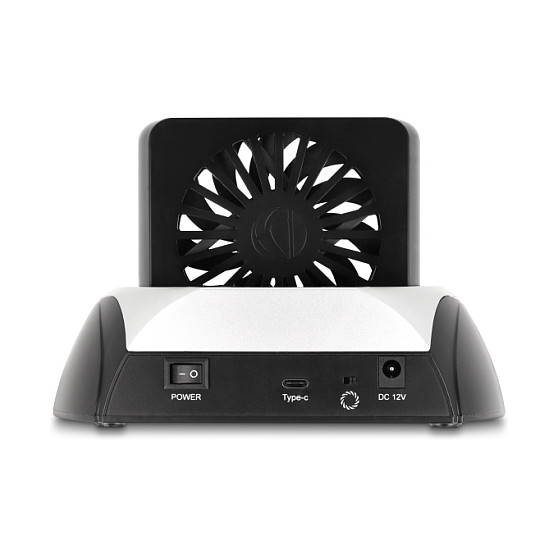 Docking Station për SSD USB 10 Gbps / 2.5″ + 3.5″ SATA HDD/SSD / M.2 NVMe + SATA SSD / Fan - Zezë - 2