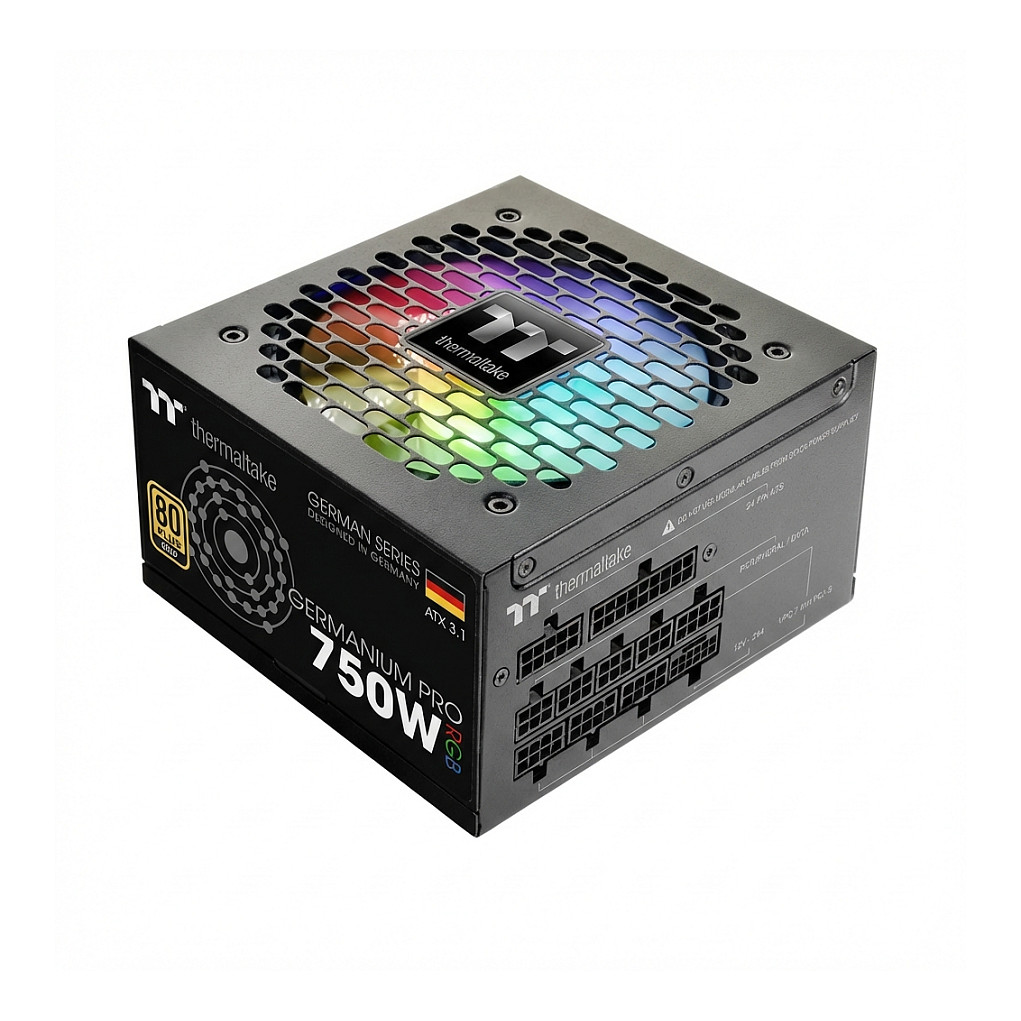 Furnizues Energjie PSU Thermaltake Germanium Pro RGB 750W ATX Power Supply / Fully Modular / 80+ Gold / RGB Lighting – Zezë - 1
