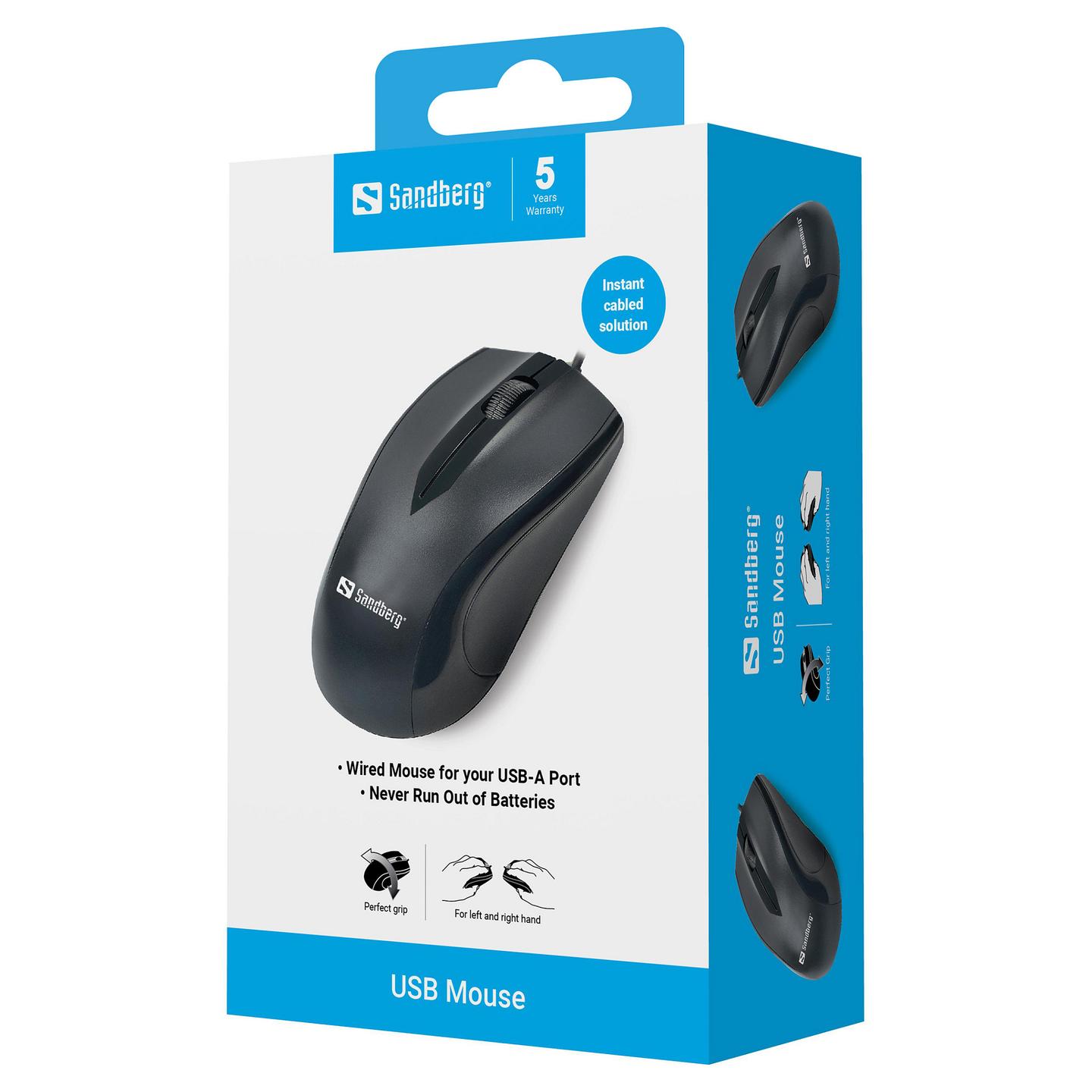 Maus me kabllo Sandberg USB Mouse / USB / 1200 DPI / 3 Butona / 1.5m - Zezë - 3