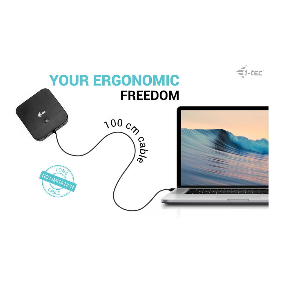 Docking Station I-TEC USB-C / HDMI + 2x DisplayPort / PD / LAN / USB - Metalik - 13