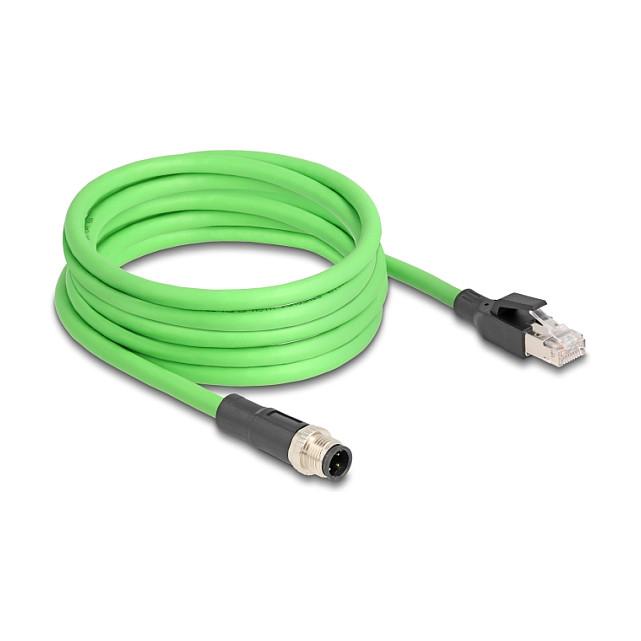 Kabllo për Rrjet DeLOCK 80426 / M12 D-coded 4-pin Mashkull → RJ-45 Mashkull / SF/UTP / 1m - Gjelbër - 1