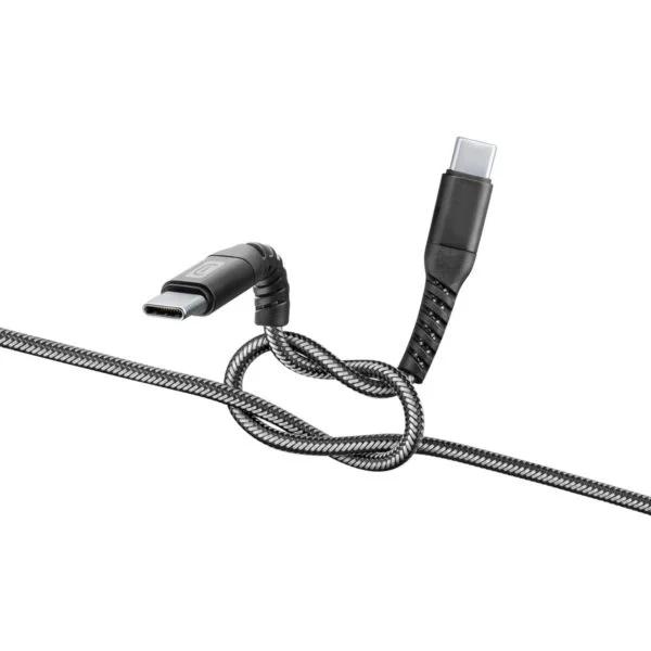 Kabllo USB-C Cellularline Tetra Force / USB-C në USB-C / 1.2m / 60W - Zezë