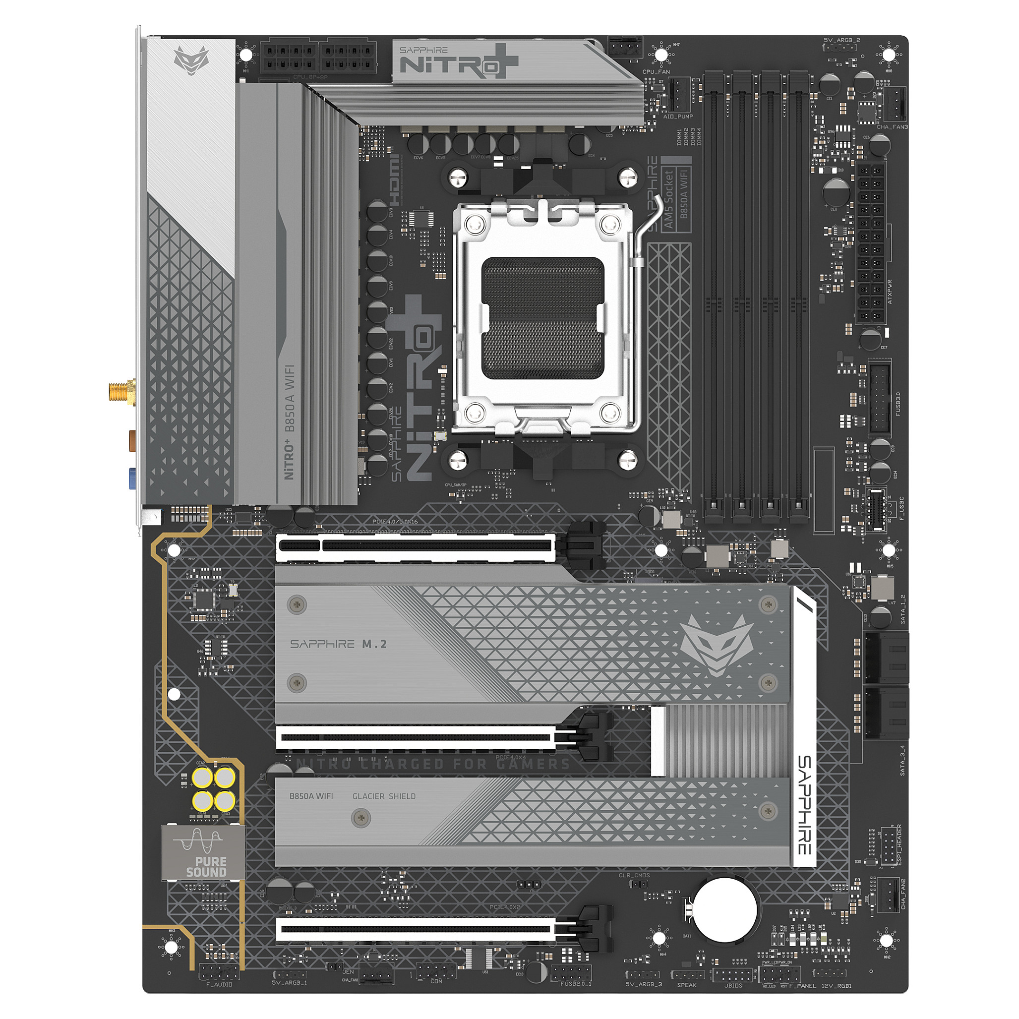 Pllakë Amë AMD AM5 SAPPHIRE NITRO+ B850A / DDR5 / ATX / HDMI+DP - 1