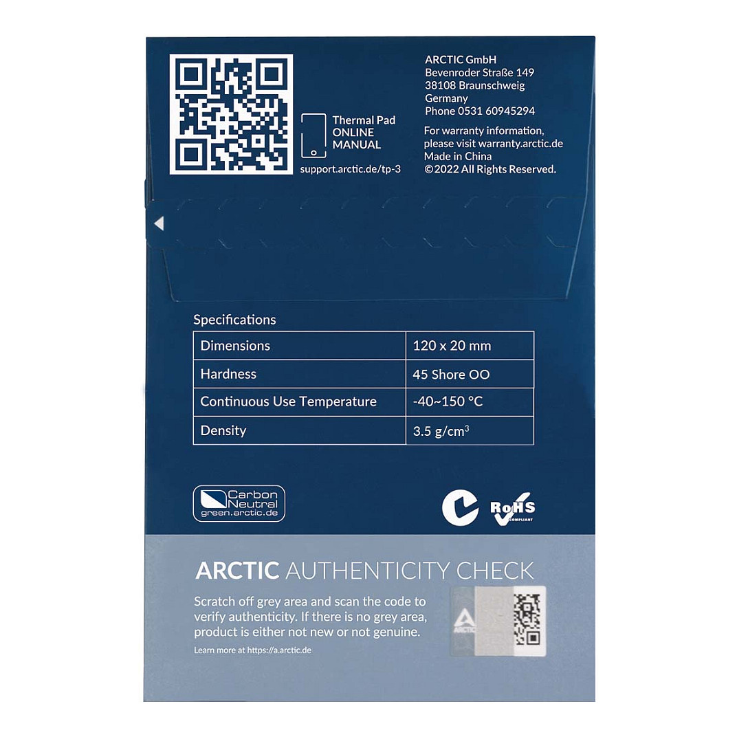 Pad Termik ARCTIC TP-3 / 120x20mm / 1.5mm / 4pcs - Kaltër  - 6
