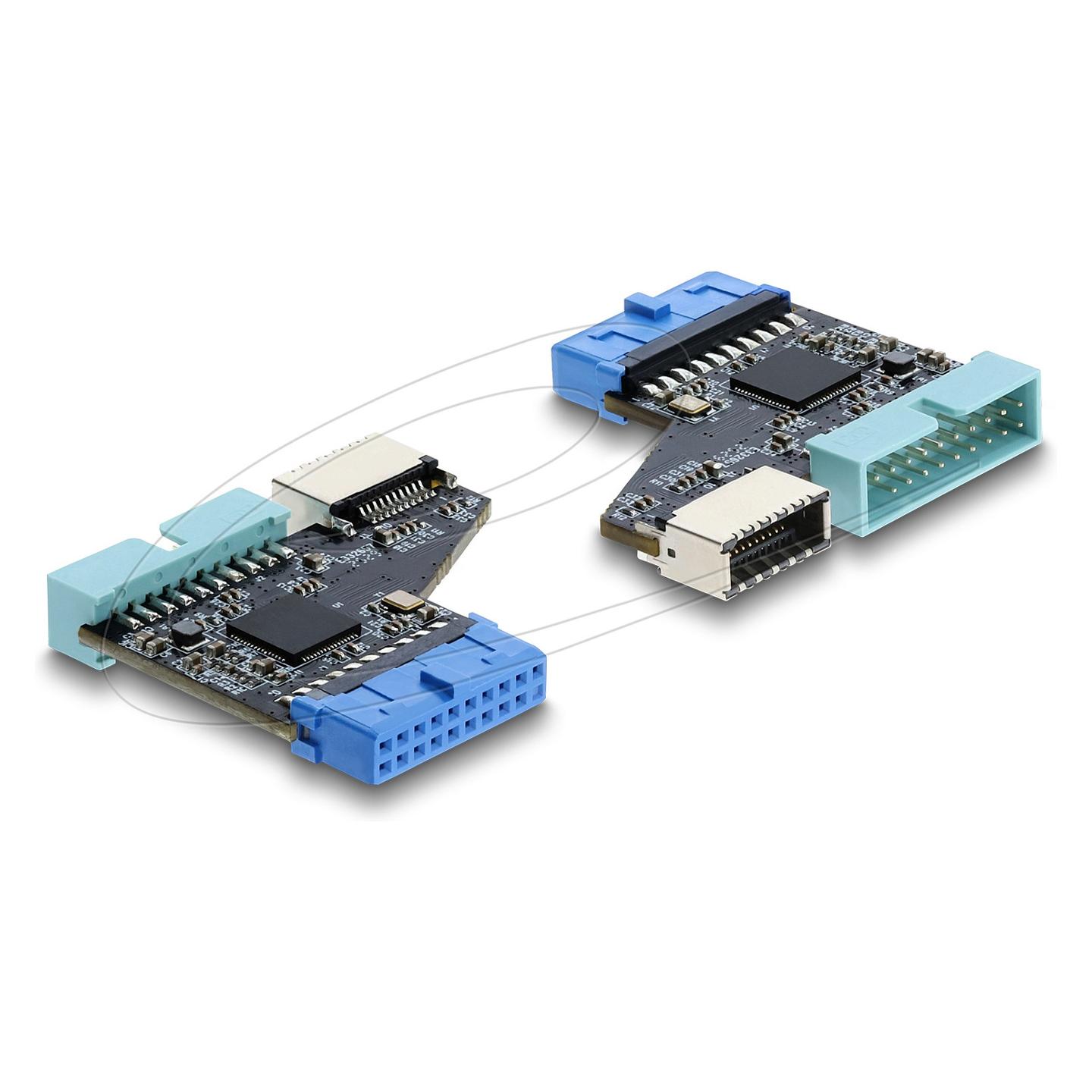 Hub DeLOCK 67343 , USB 5Gbps , 20-pin Header , 1x USB 5Gbps 20-pin Mashkull , 1x Type-E Key A Femër , GL3510 - 1
