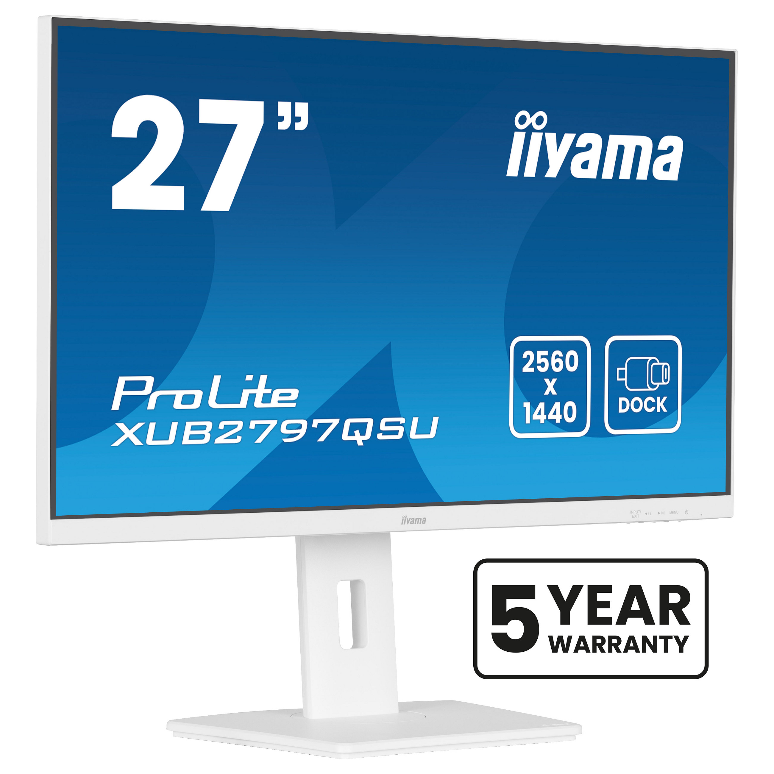 Monitor IIYAMA XUB2797QSU-W2 / 27″ / 2560×1440 / 100Hz / IPS / I bardhë - 1