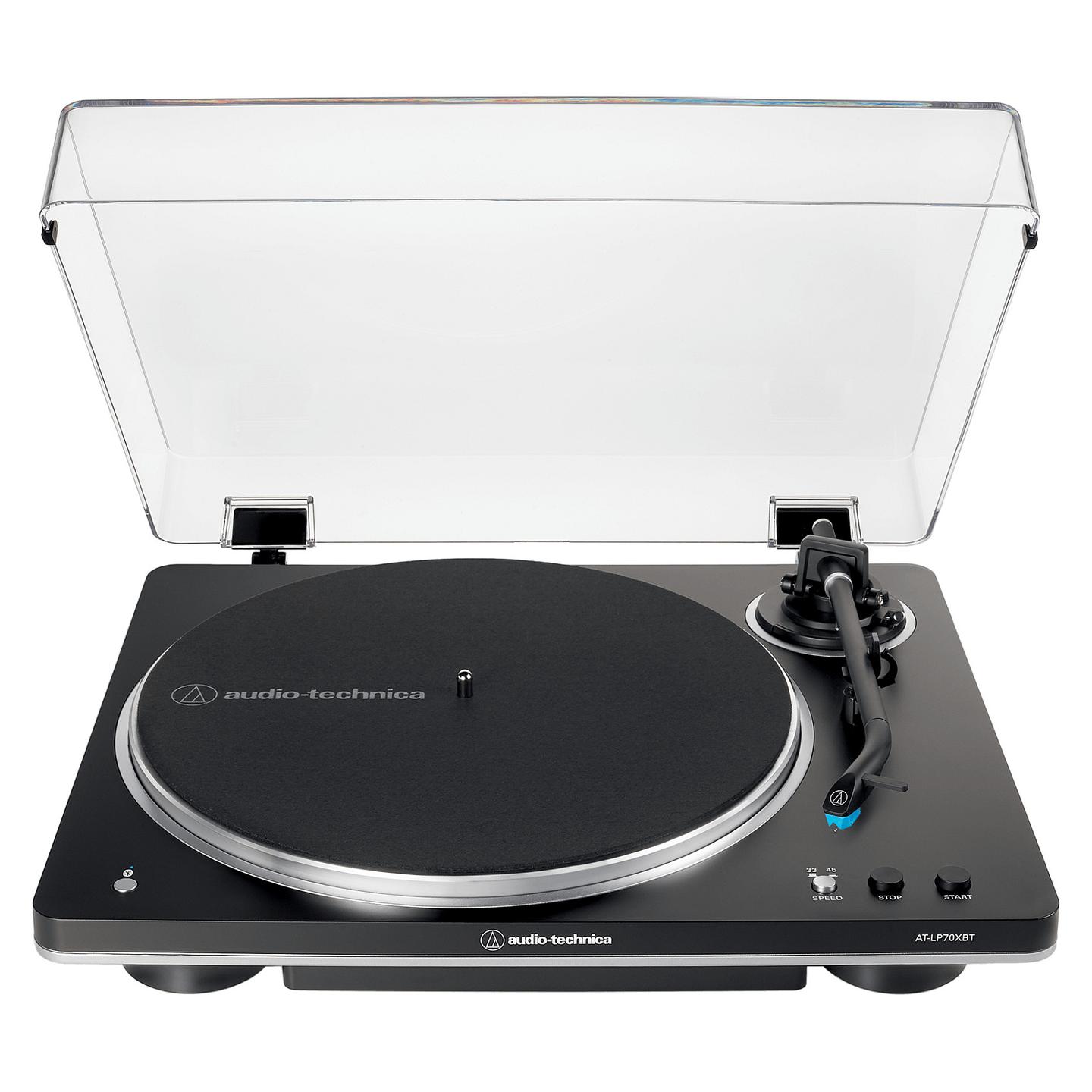 Gramafon Audio-Technica AT-LP70XBT, Me rrip, Plotësisht automatik, Bluetooth, A2DP, Adapter AC - Zezë, argjend - 2