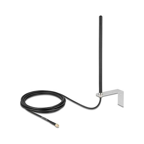 Antena për Rrjet DeLOCK 96089, 5G LTE, 600–960MHz dhe 1710–3800MHz, 3–5dBi, Omnidireksionale, SMA, Kabllo RG-58 3m - Zezë