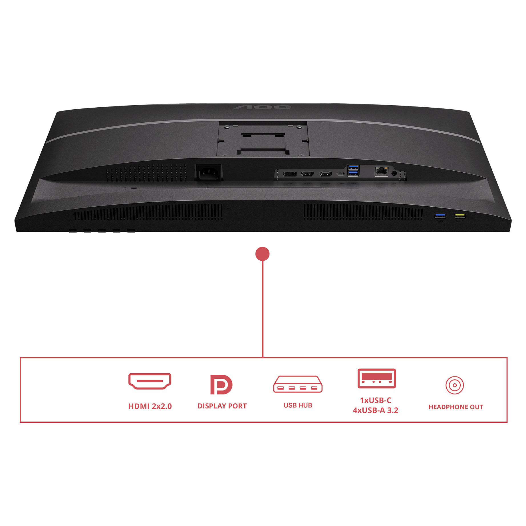 Monitor AOC U27E4CV / 27" / 4K Ultra HD IPS / LED / 60 Hz / 4 ms / HDMI+USB+DP+HDCP - Zezë - 3