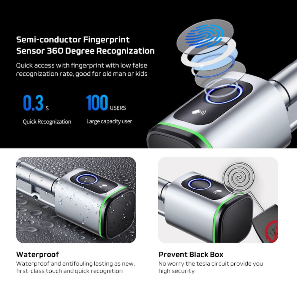 Sisteme të mençura Keyless Smart Cylinder TT -90 (40/50) mm / Smart / Hiri - 4