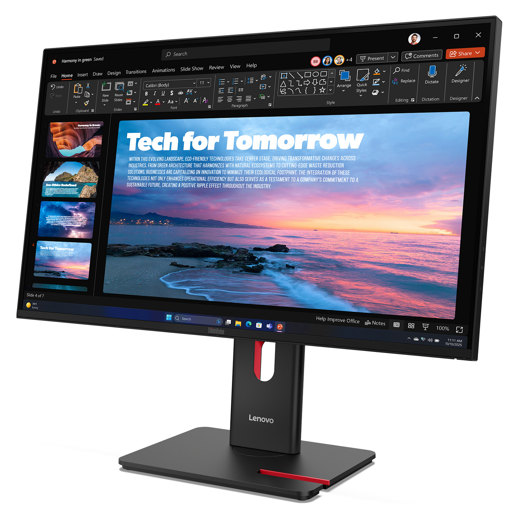 Monitor Lenovo ThinkVision T27QD-40 / 27"/ Wide Quad HD IPS / W-LED / 120Hz / 4ms / USB-C + USB -A + HDMI + DisplayPort - Zezë - 4