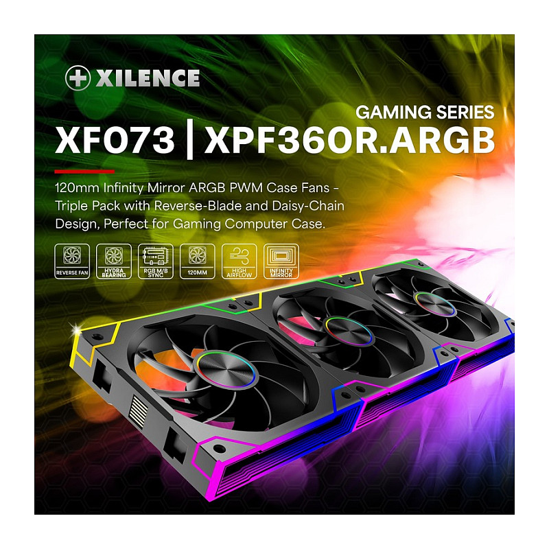 Ftohës për Kasë Xilence Gaming Series XPF360R.ARGB / 120mm / 1100-2000 RPM / ARGB / PWM / 3-Pack – Zezë - 7