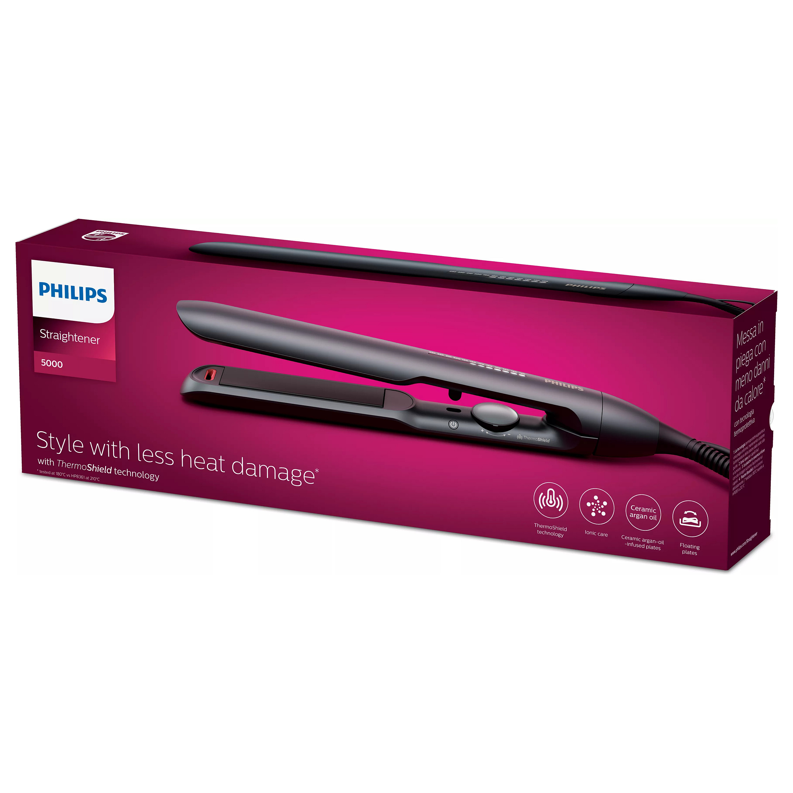 Drejtuese për flokë Philips 5000 Series BHS510/00 / ThermoShield / Ionic Care / Ceramic Argan Oil / 12 Temperatura / 120–230°C – Zezë - 4