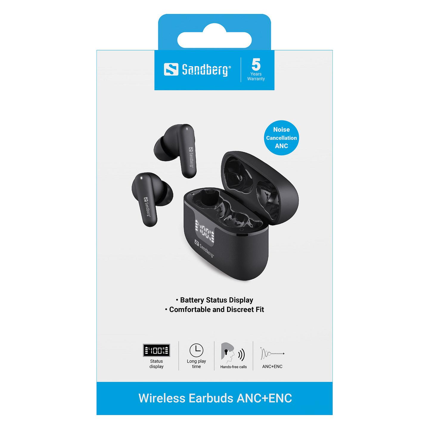 Kufje pa kabllo Sandberg Wireless Earbuds ANC+ENC 126-52 / TWS / Bluetooth 6.0 / 10mm / 20-20000Hz / ANC / ENC - Zezë - 8