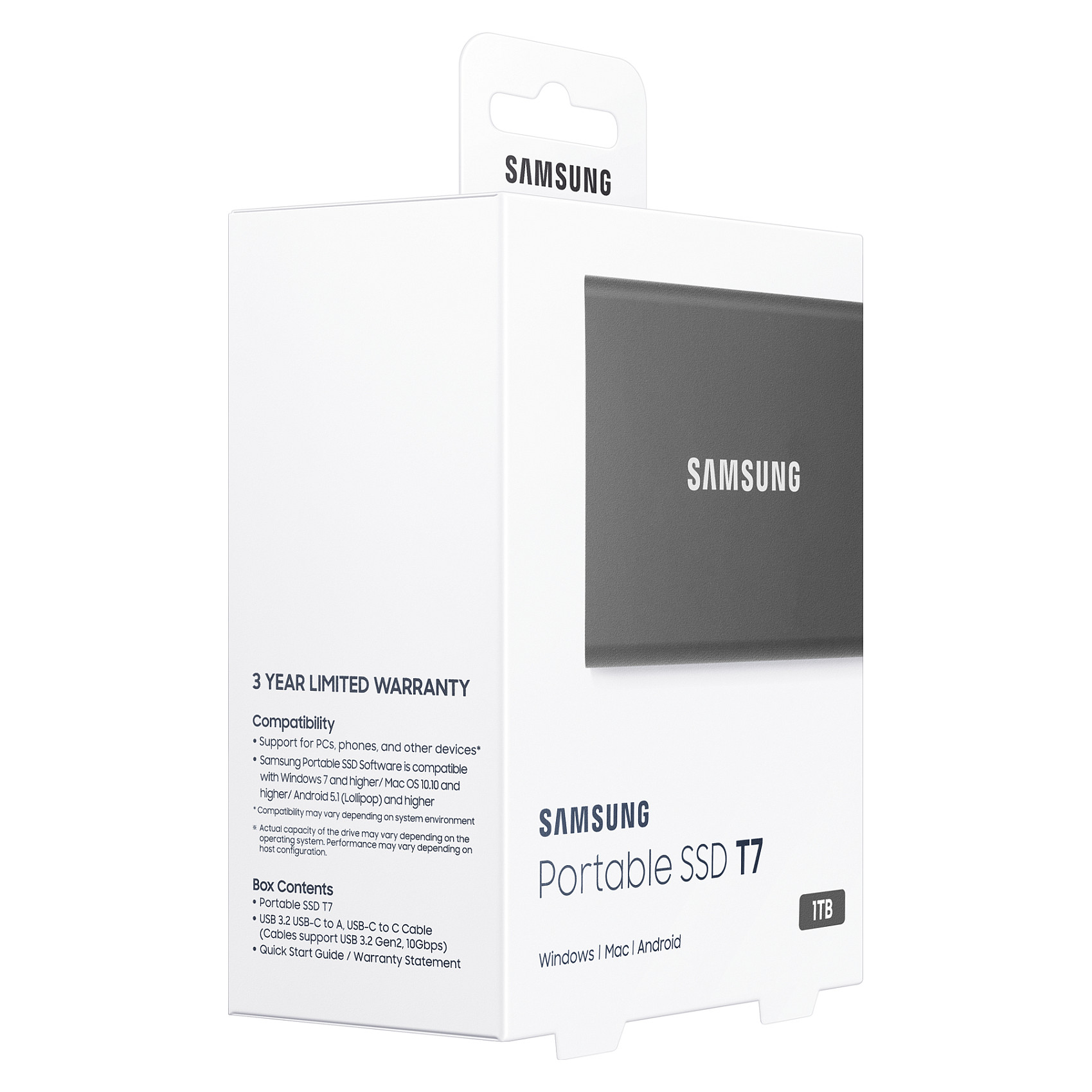 SSD Samsung Portable T7 / 1TB / 1050 MB/s / USB Type-C. 3.2 Gen 2 / Password protection / Hirit - 10