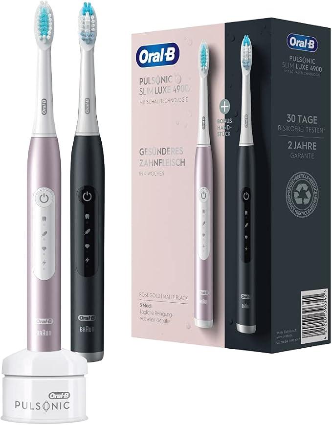 Furçë dhëmbësh elektrike Oral-B Pulsonic Slim Luxe 4900 / 2 copë - Zezë/Rozë - 1