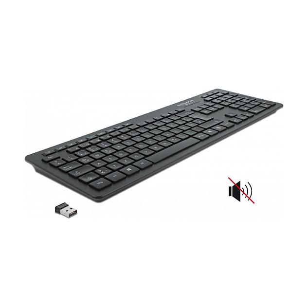 Tastierë pa kabllo DeLOCK 12004, USB, QWERTZ, Full-size, 2.4GHz, Multimediale, Silent - Zezë - 3