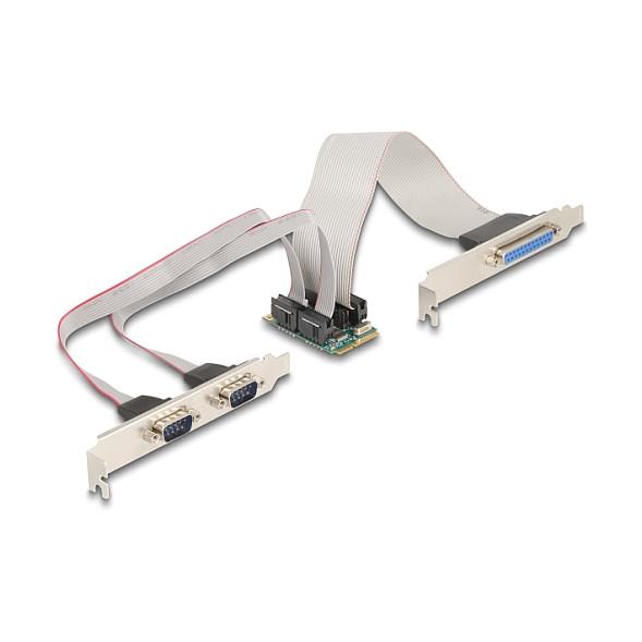 Kartë Zgjerimi Mini PCI Express Delock 95277 / Mini PCIe Full Size / 2x RS-232 DB9 + 1x Parallel DB25 / 460.8Kbps / WCH382L - 1