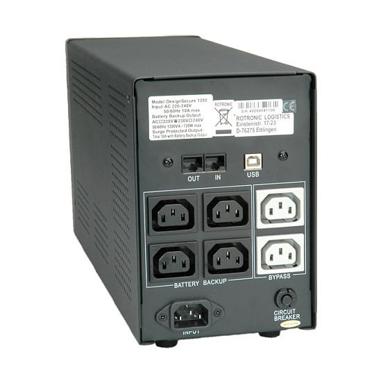 UPS ROLINE DesignSecure 2000, 2000 VA, 1200 W, Line-Interactive, 6 Priza IEC C13, Tower – Zezë/Argjend - 3